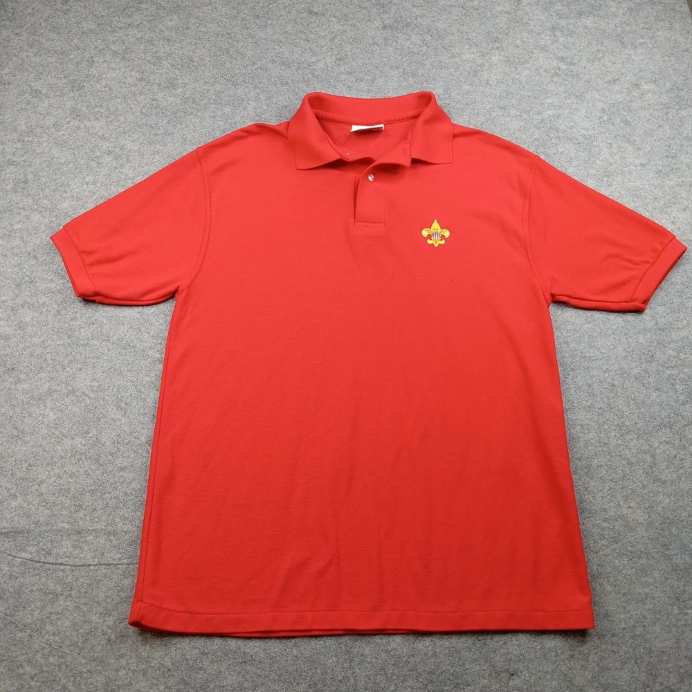 Vintage‎ Boy Scouts Polo Shirt Mens XL Red Great American Originals USA 90s